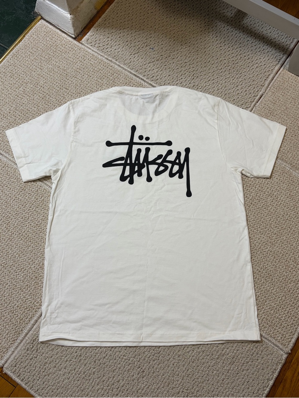 Stüssy Basic White Tee Men’s L 100% Midweight Cotton Y2K Streetwear Skater 90s